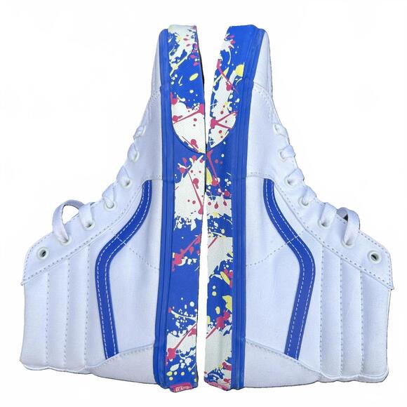 NEW - Vans Sk8-Hi Splatter Paint/True White Girl's Hi-Top Sneakers, Size 7Y - Picture 1 of 6